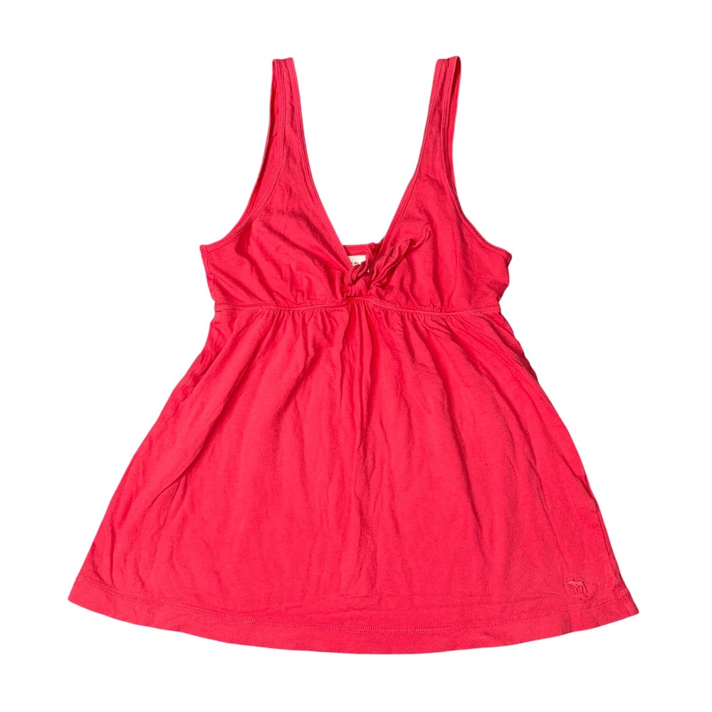 Abercrombie & Fitch Babydoll Tank Top Womens Medium Red Excellent Tie Front Tie
